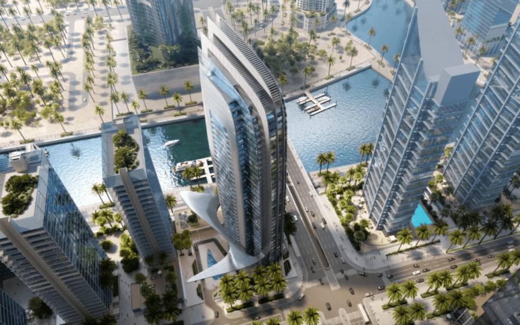 Modern high-rise apartment in Dubai with panoramic city views